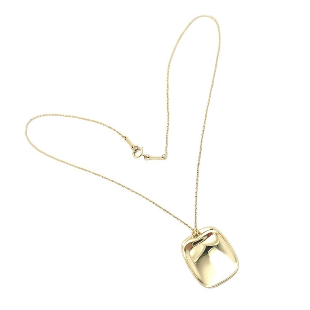 Tiffany & Co 18k Yellow Gold Rectangle Concave Disc ID Necklace - Picture 2 of 10